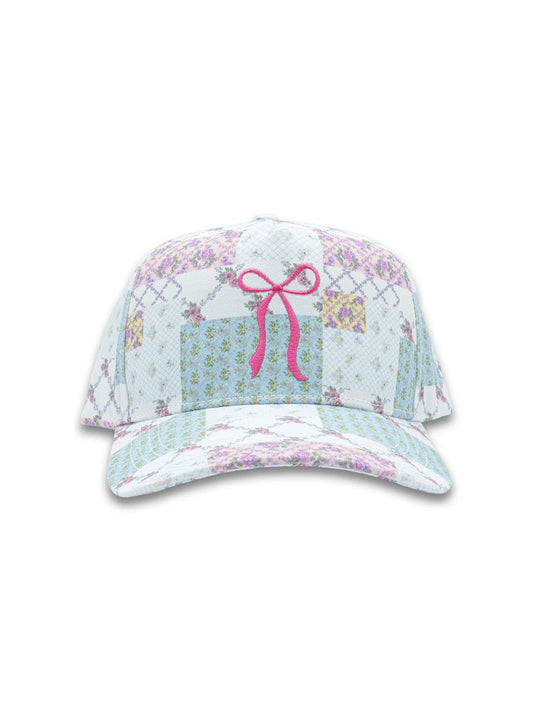 Trellis Patchwork Bow Embroidered Hat