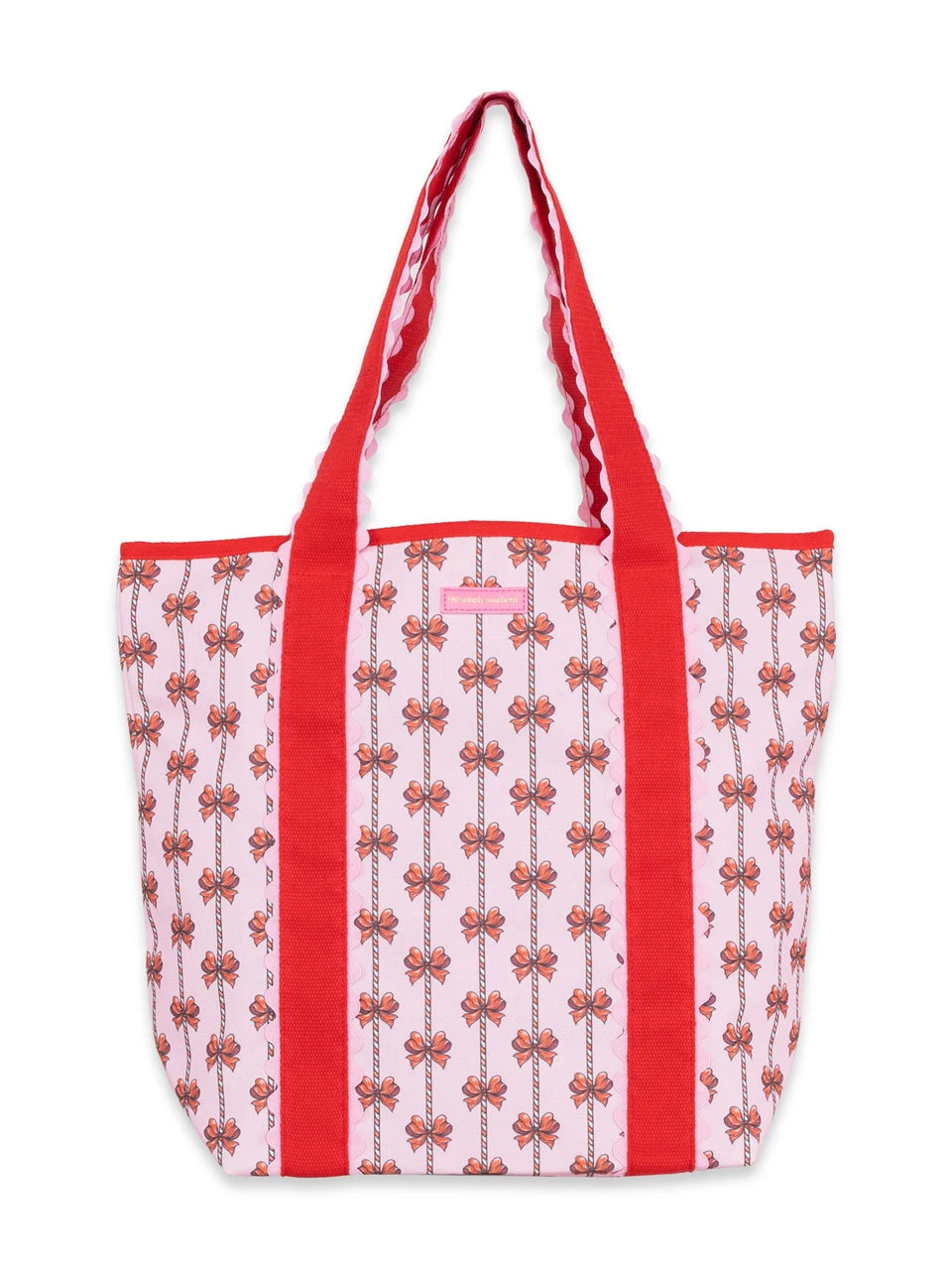 Quilted Holiday Mint Bow Scalloped Tote Bag