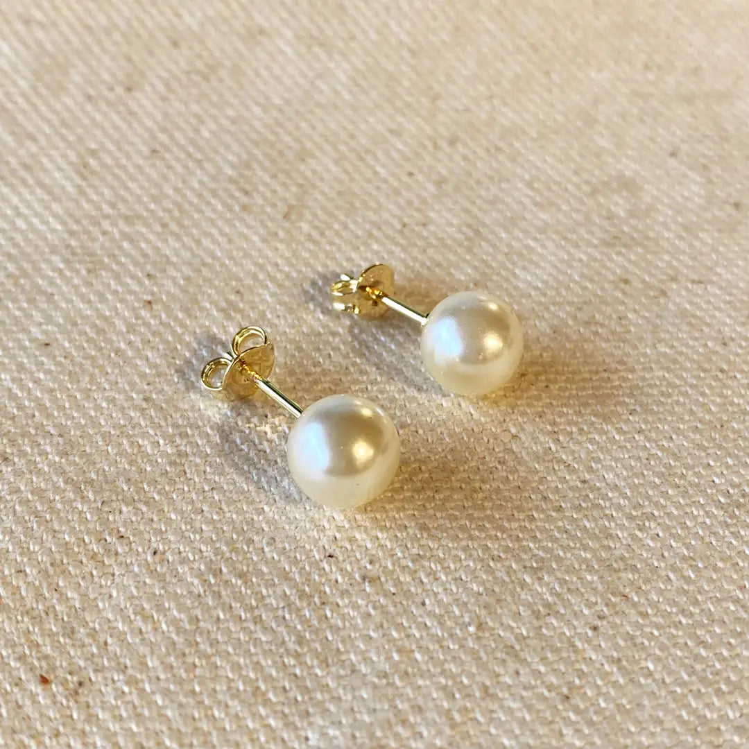 Gold Filled 8mm Classic Pearl Stud