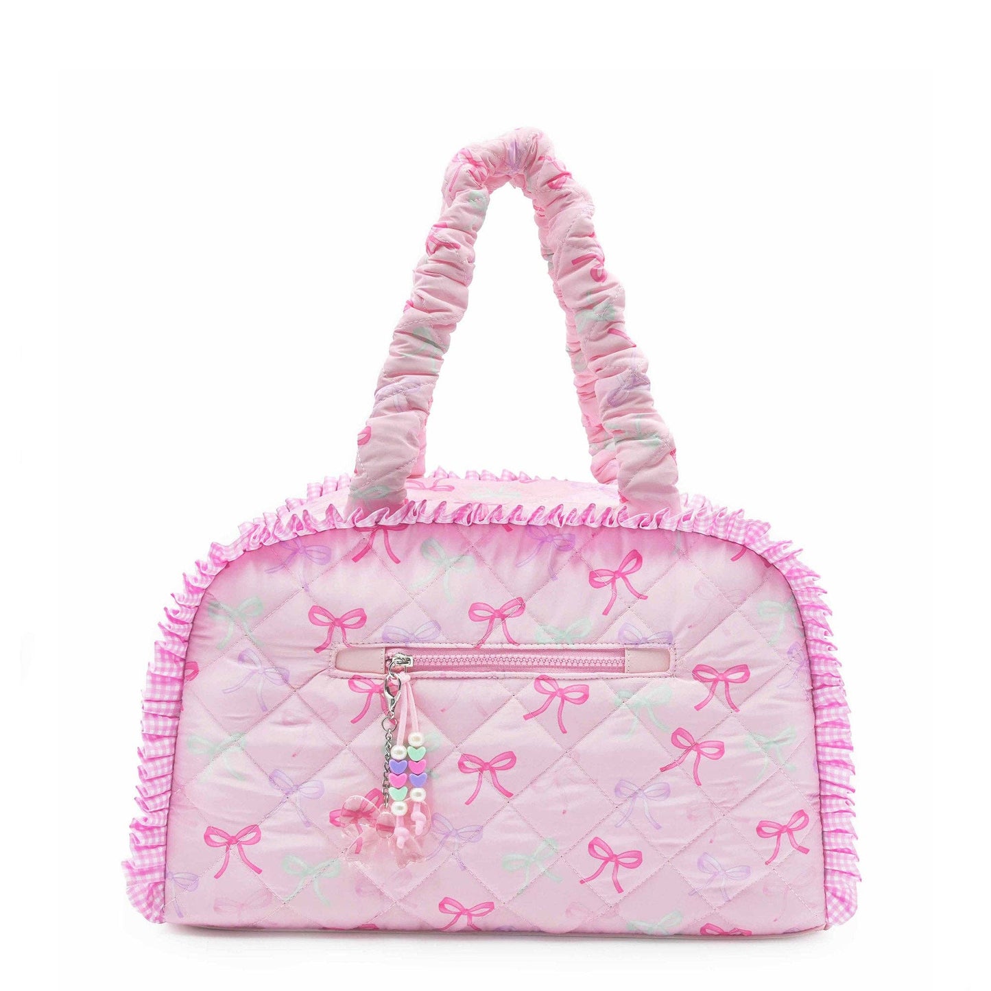 Quilted Bow Printed Medium Duffle Bag