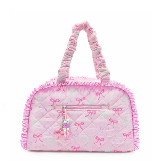 Quilted Bow Printed Medium Duffle Bag