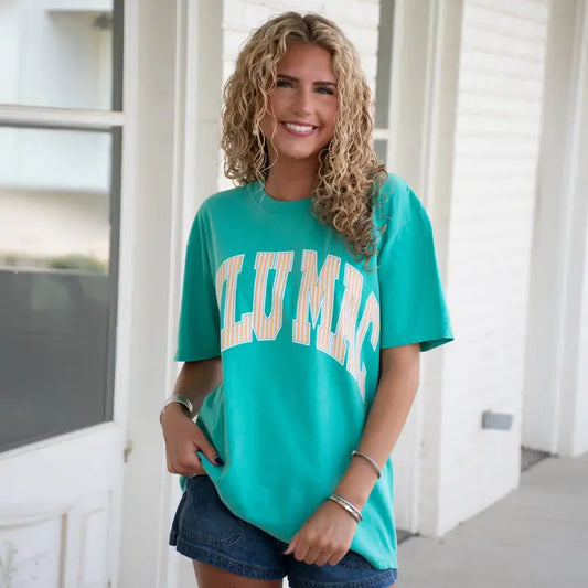 LULU MAC Stripe Cream-sicle Sky Comfort Colors Tee