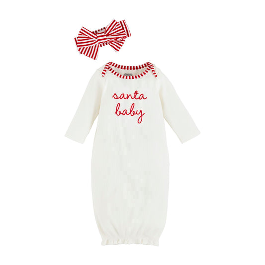 Santa Baby Take-Me-Home Christmas Gown + Bow Set