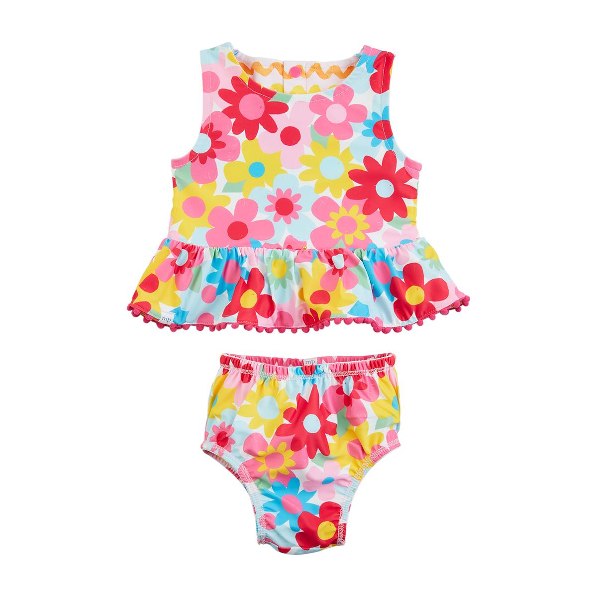 Zig-Zag/Floral Reversible Tankini & Headband Set