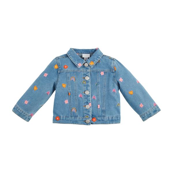 Youth Rainbow & Flower Denim Jacket