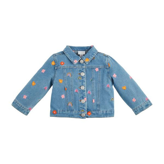 Youth Rainbow & Flower Denim Jacket