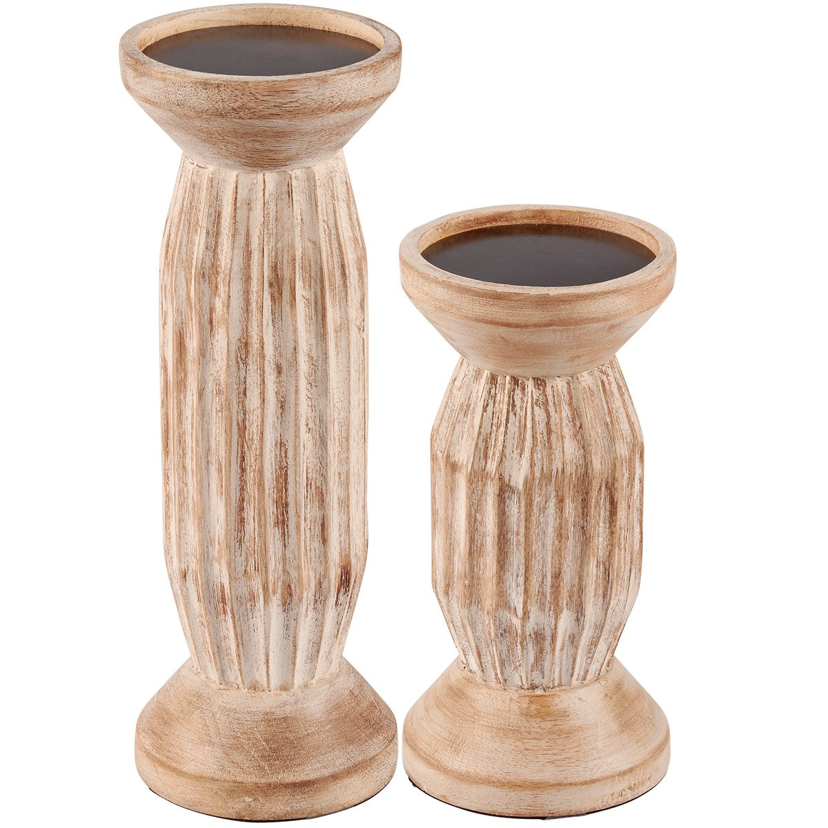 Carved Candle Holder Set