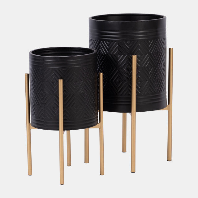 Black and Gold Aztec Planters