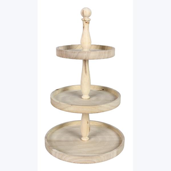 Wood Triple Tier Pedestal