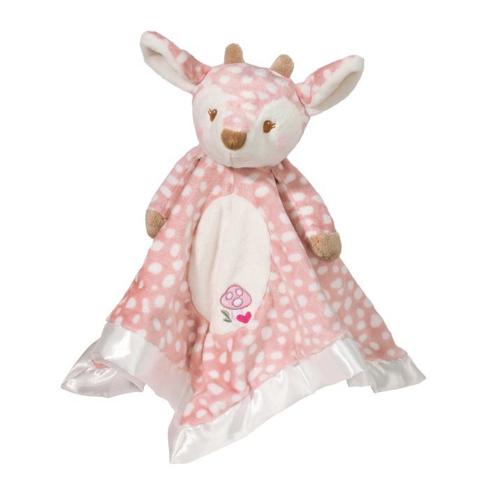 A pink fawn animal snuggler.