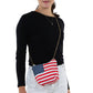 American Flag Crossbody Bag in Canvas with Chain Strap in Canvas Material