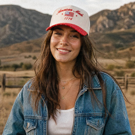 AMERICAN MADE 1776 Letter on Two Tone Trucker Hat