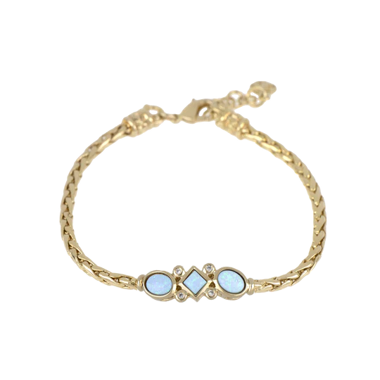 3 Blue Opals Single Strand Bracelet
