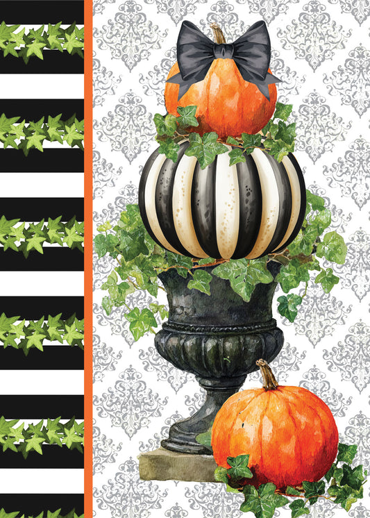 Vinyl Garden Flag- B&W Pumpkin Urn