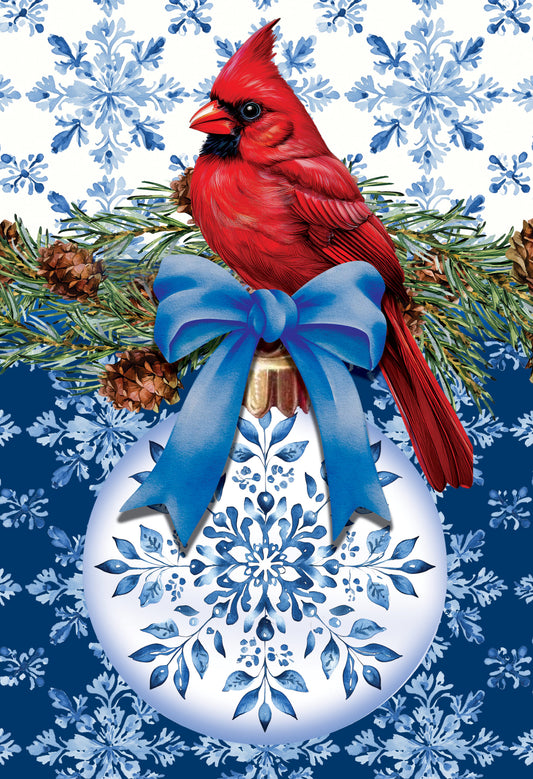 Vinyl Garden Flag- Snowflake Cardinal