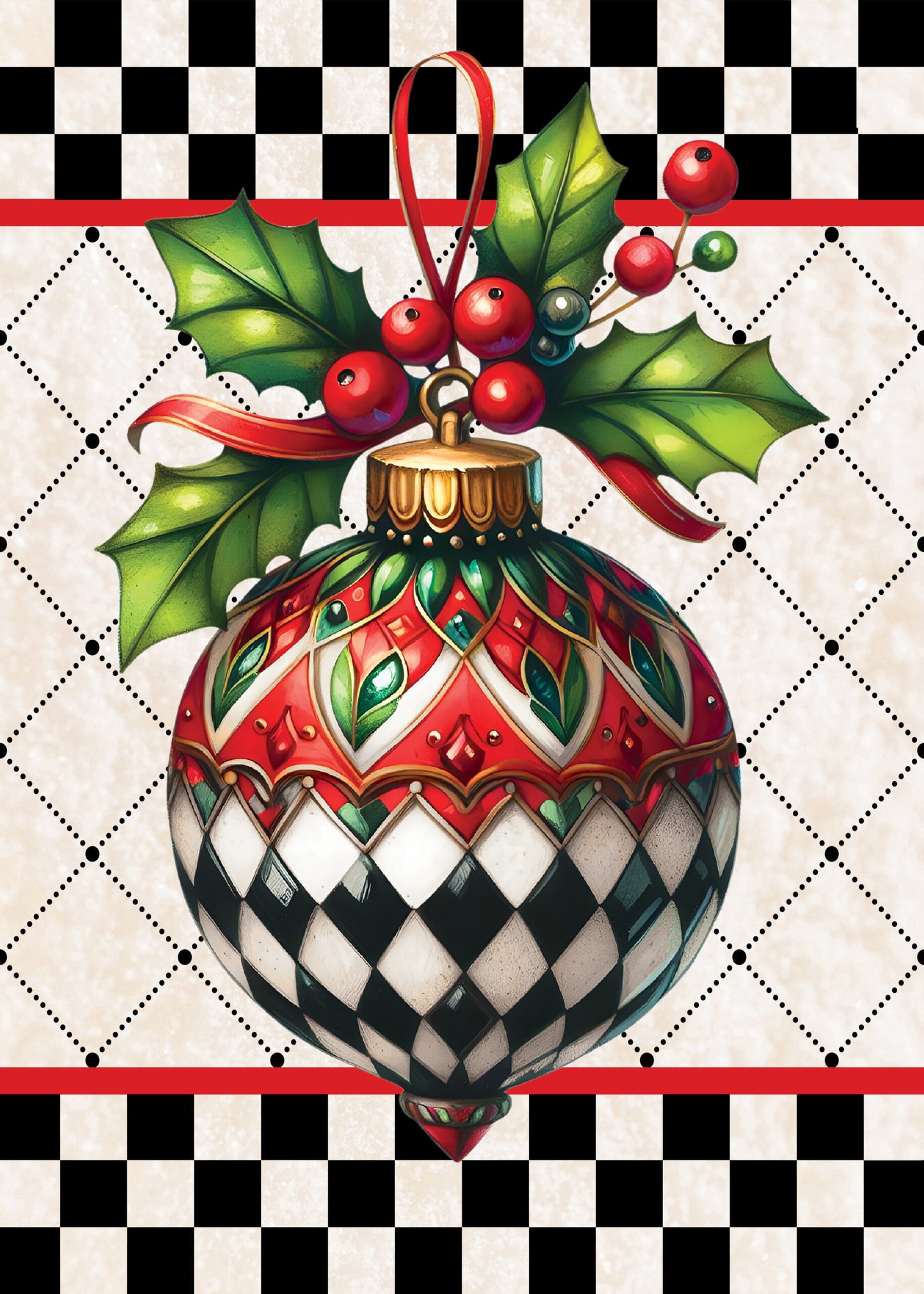 Vinyl Garden Flag- Checked Ornament