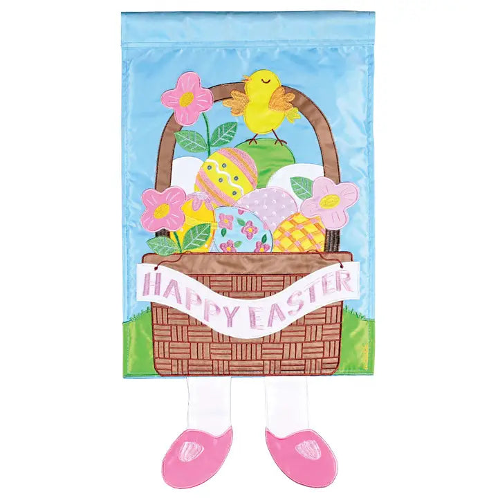 Garden Flag- Crazy Leg Happy Easter Basket