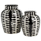 Jigsaw Black and White Covered Ceramic Jar