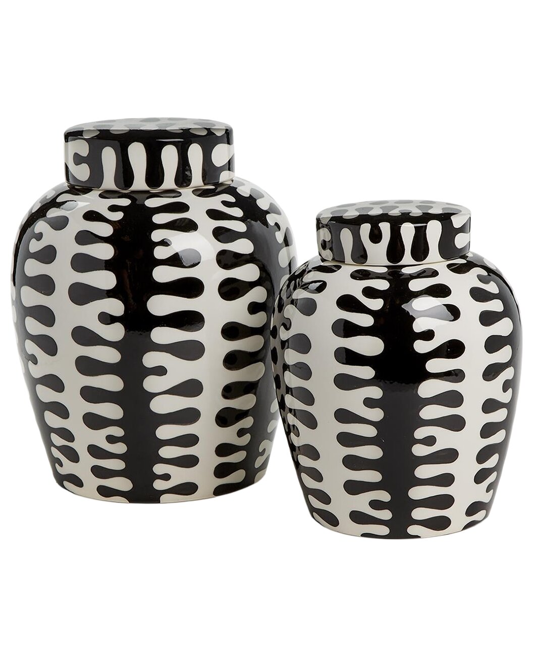 Jigsaw Black and White Covered Ceramic Jar