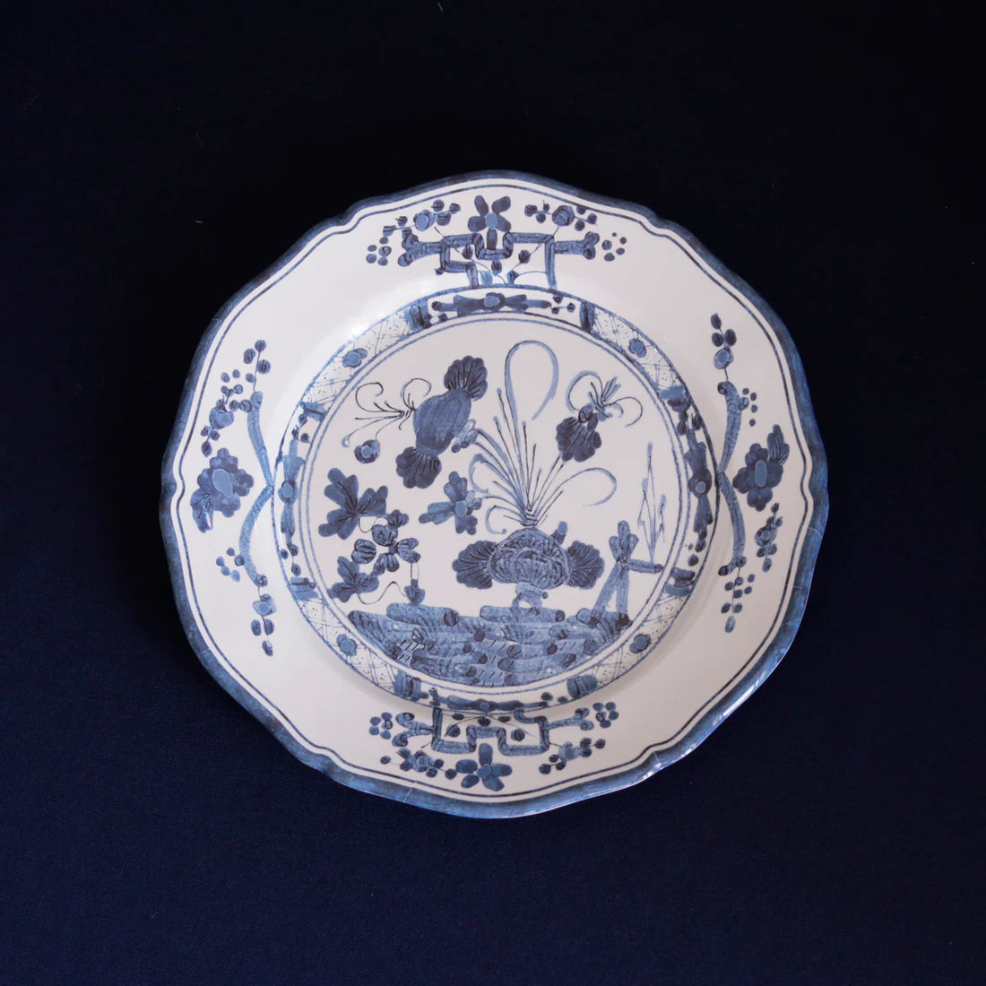 VIDA Faenza 11" White and Blue Dinner Plate - Set of 4