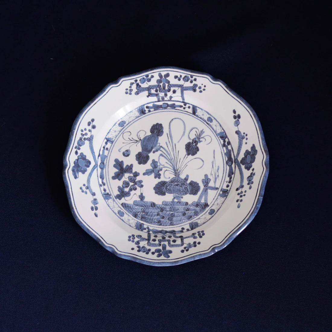VIDA Faenza 11" White and Blue Salad Plate - Set of 4
