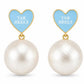 North Carolina Heart Pearl Drop Earrings