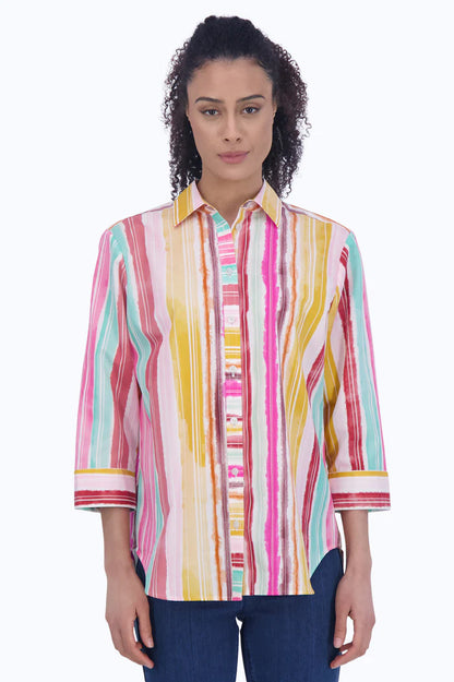 Boyfriend No Iron Watercolor Stripe Tunic