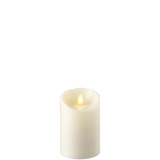 Fake push flame candle in ivory, 3" X 4" in size. 