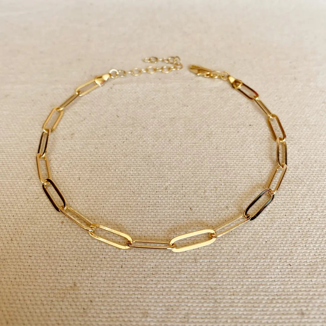Gold Filled Classic Paperclip Chain Anklet