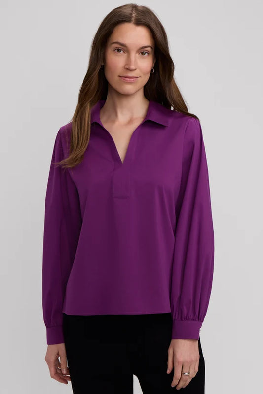Alix Stretch Cotton Long Sleeve Popover Shirt