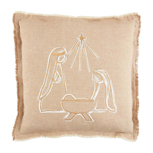 Gold Detailed Nativity Pillow