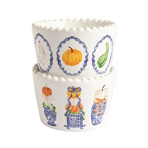 Three Pumpkins Topiary Ramekin Set