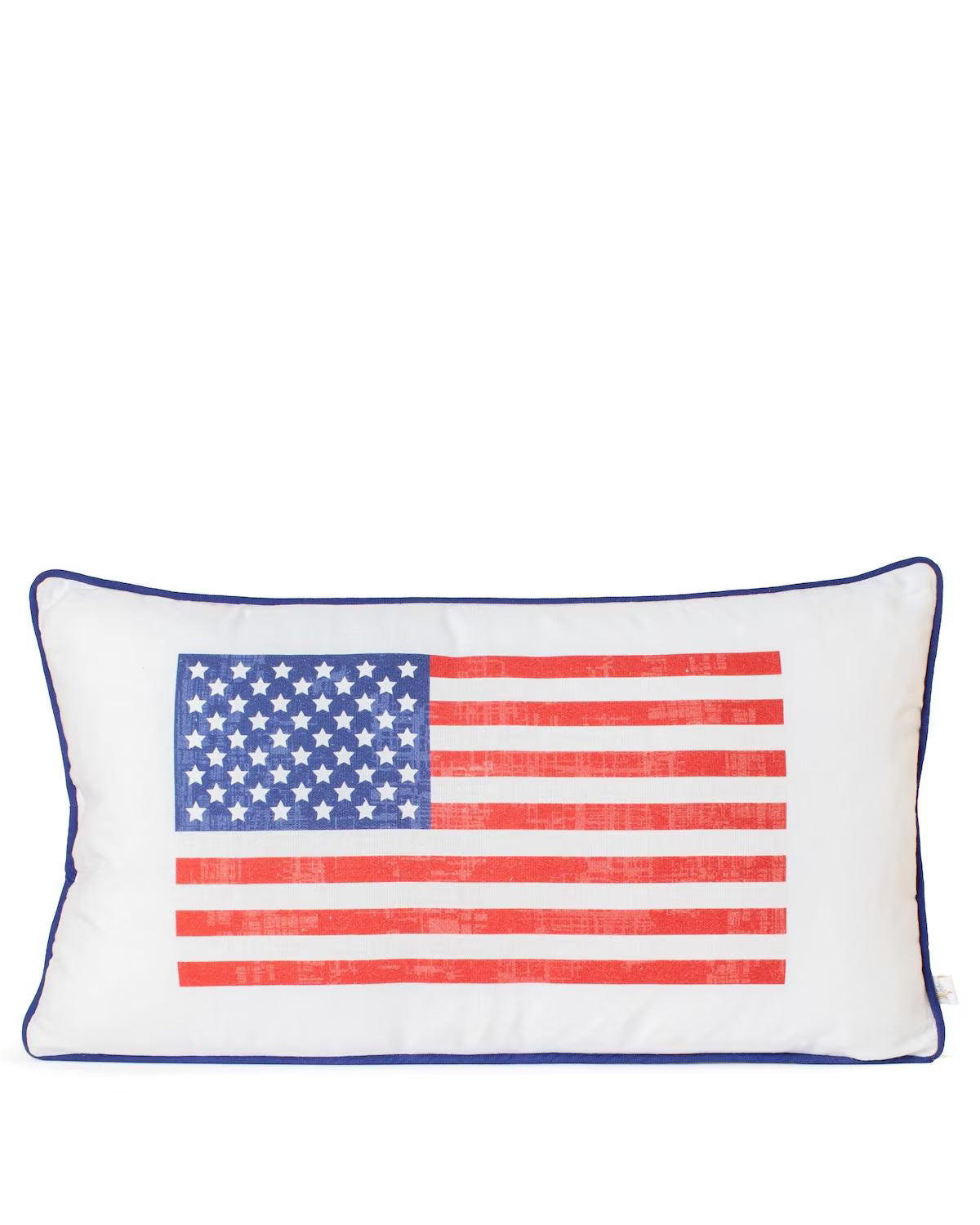 Pillow with American flag design on a white background
