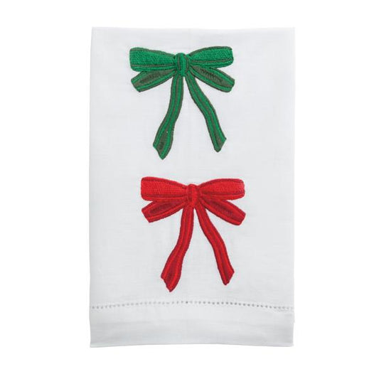 Christmas Two Bows Tea Towel