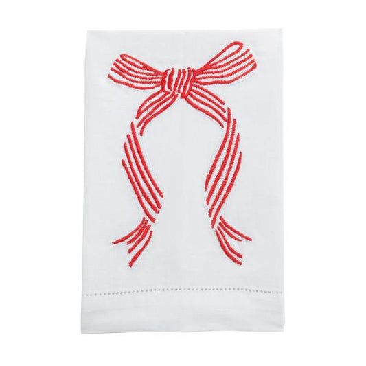 Christmas Striped Bow Tea Towel