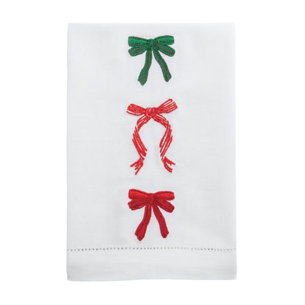 Christmas Three Bows Tea Towel