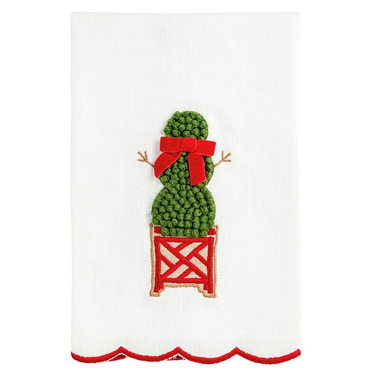Snowman Topiary Christmas Towel