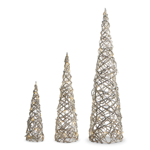 Lighted Rattan Cone Trees