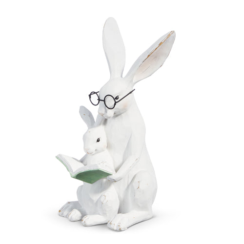Story Time Bunny and Baby Statue