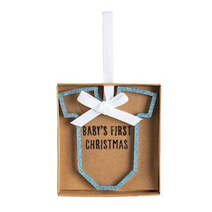 Blue Onesie Baby's First Christmas Ornament