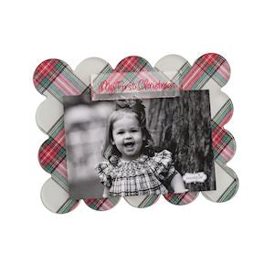 My First Christmas Scallop Tartan Frame