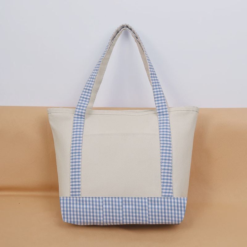 Classic Canvas Tote with Gingham Trim