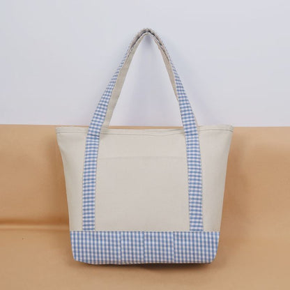 Classic Canvas Tote with Gingham Trim
