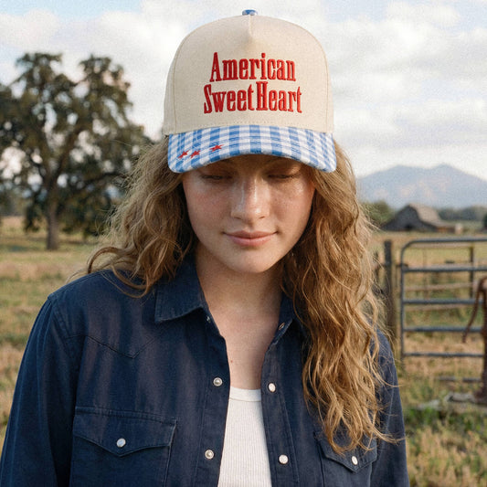 AMERICAN SWEETHEART Letter on Two Tone Trucker Hat