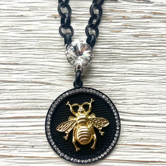 French Bee Statement Coin Necklace
