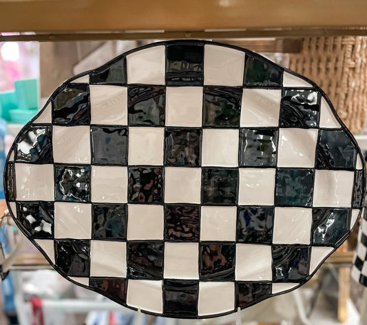 Black & White Check Platter