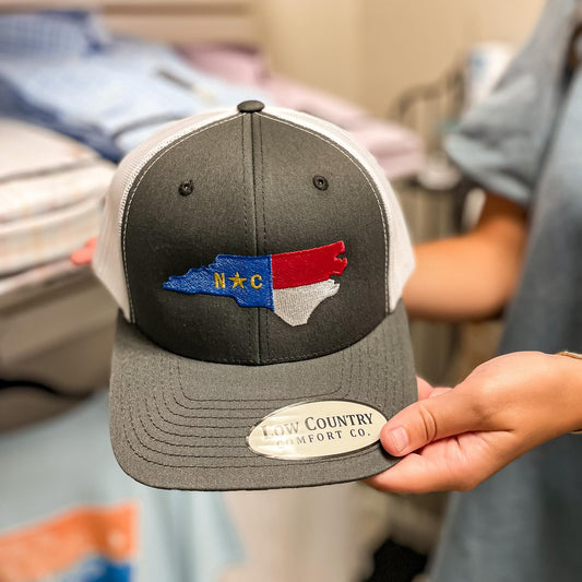 North Carolina Flag Charcoal/White Hat