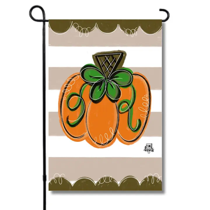 Tan Pumpkin Scallop Welcome Vinyl Garden Flag