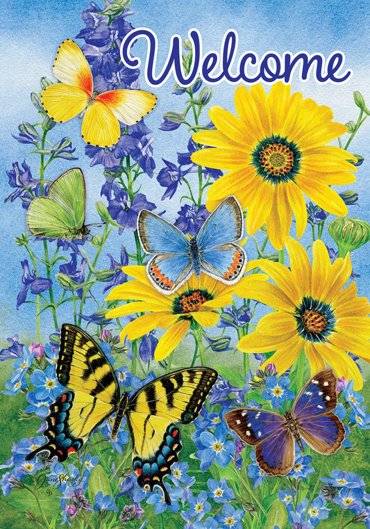 Garden Flag- Blue and Yellow Butterflies