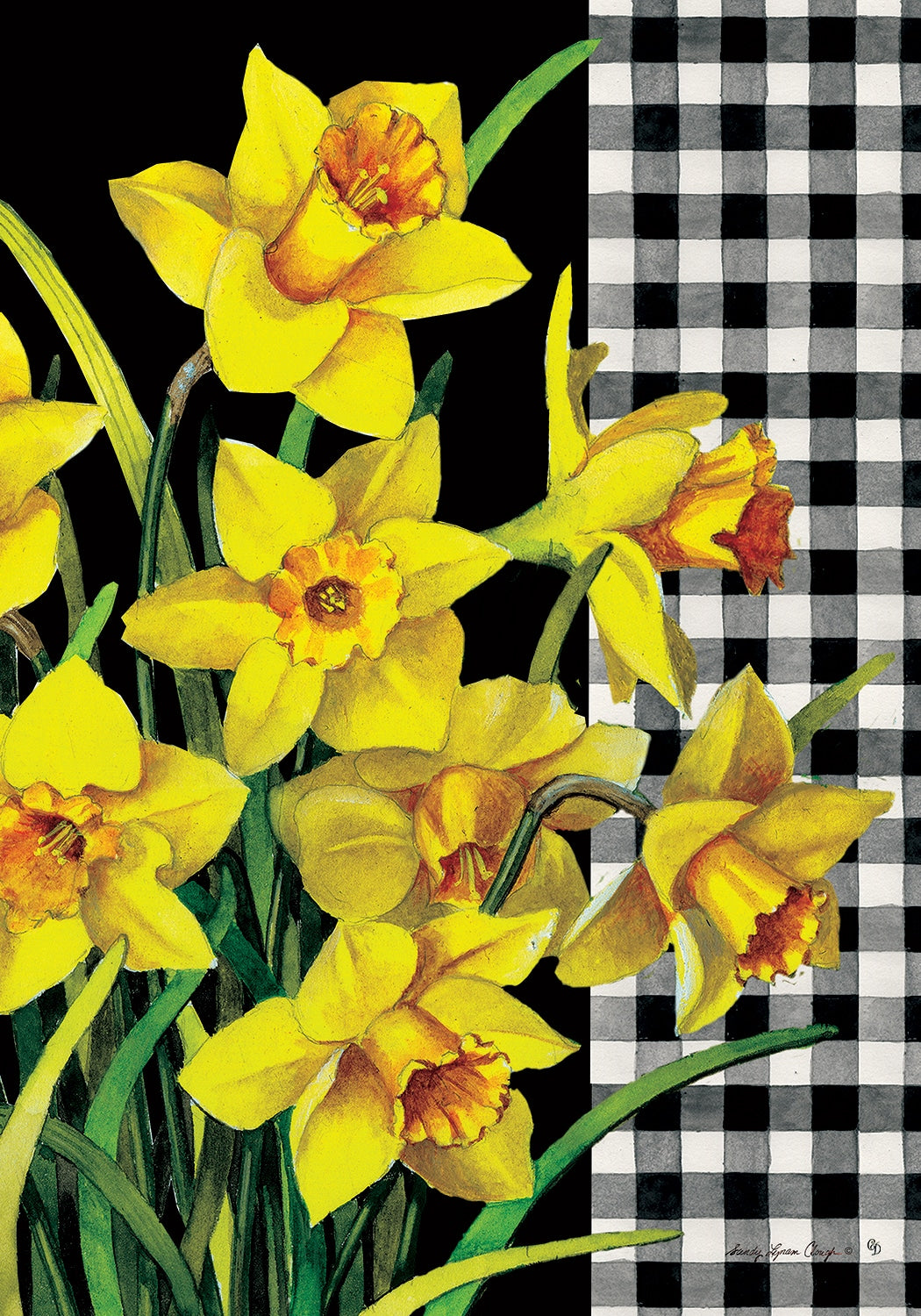 Garden Flag- Daffodil Check